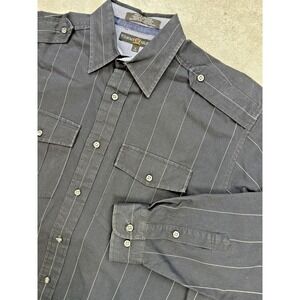 Tommy‎ Hilfiger Shirt Mens Small Black Pinstripe Long Sleeve Button Up Western